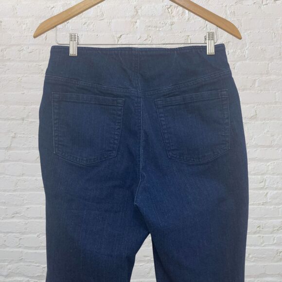 INC Crop Jeans 12 Pull On Wide Leg Stretch Denim Blue Cotton Comfy 💙 - Picture 5 of 13